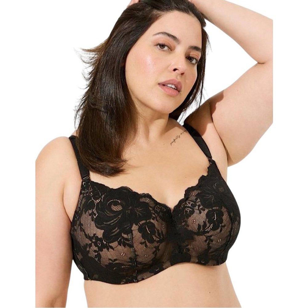 TORRID Balconette Lightly Lined Bra in Rich Black Roebuck Beige